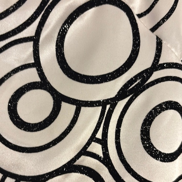 Jona Michelle Black and White Fit and Flare Dress with Flutter Cap Sleeves - Picture 3 of 4